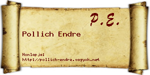 Pollich Endre névjegykártya